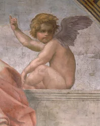 Putto che ritrae la Fede, (dettaglio) delle Virtù Cardinali e Teologali e la Legge