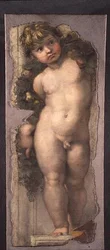 Putto con festone (frammento di affresco)
