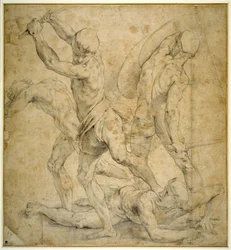 Il pannello sotto la statua di Apollo in 
