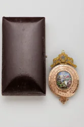 Ordine della Giarrettiera - il Lesser George - Retro del pendente, con una miniatura su smalto di San Giorgio che combatte il drago (1800-1850)