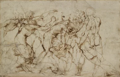 Scena di battaglia con prigionieri legati
