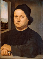 Ritratto del pittore Pietro Perugino (ca. 1448-1523) detto il Perugino. Dipinto di Raffaello Sanzio (1483 - 1520)