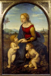 La Vergine con il Bambino e il piccolo San Giovanni, o la bella giardiniera Dipinto di Raffaello Sanzio detto Raffaello (1483-1520) 1507