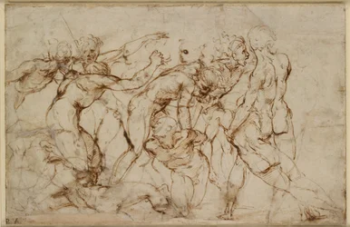 Scena di battaglia con prigionieri legati