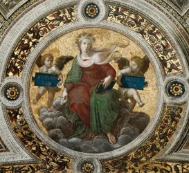 Teologia. Affresco sul soffitto nella Stanza della Segnatura, ca 1510-1511