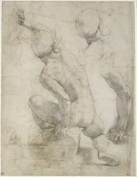 Recto: Uomo nudo seduto su una pietra, WA1846.200