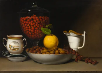 Natura morta - Fragole, noci, ecc.