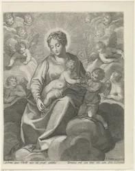 Maria con il Bambino Gesù tra le nuvole