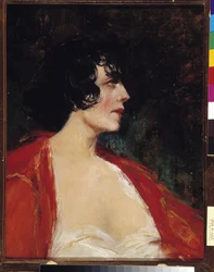 Ritratto di donna con la camicetta rossa