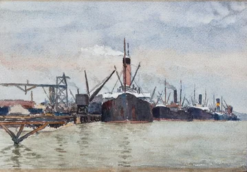 Barche al molo, Bordeaux (gouache)