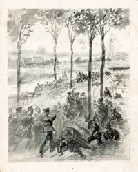 Combattimento ravvicinato tra francesi e tedeschi (inchiostro su carta)