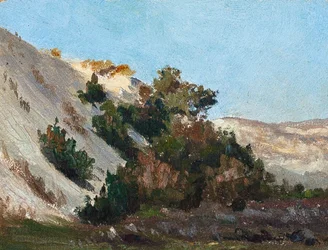 Paesaggio con dune, Oceano Atlantico (olio su cartone)