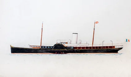 Nave a vapore (guazzo su carta)