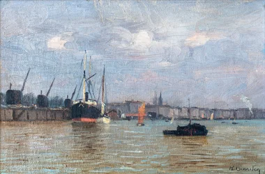 Veduta del porto di Bordeaux (olio su tela)