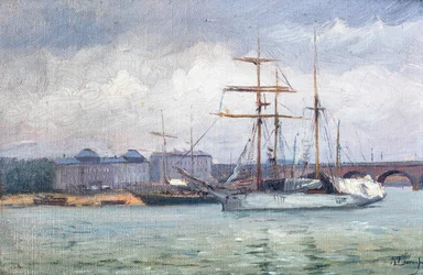 Veduta del porto di Bordeaux (olio su tela)