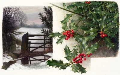Disgelo di metà inverno con agrifoglio (31) (olio su carta)