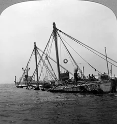 Nave da guerra affondata HMS Vindictive, Ostenda, Belgio, Prima Guerra Mondiale, 1918