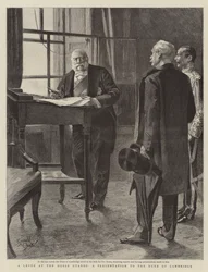 Una cerimonia di presentazione al Duca di Cambridge (incisione)