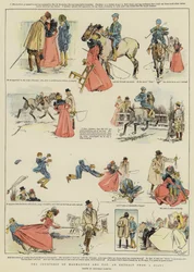 Il corteggiamento di Marmaduke e Tot, estratto da un diario (cromolitografia)