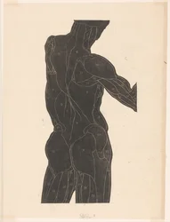 Studio anatomico dei muscoli della schiena e dei glutei di un uomo in silhouette