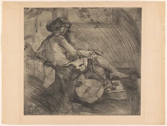Donna sdraiata con chitarra