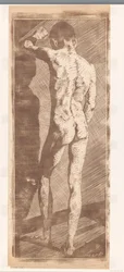 Ragazzo in piedi, visto di spalle