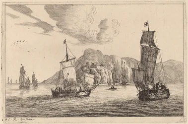 Scena portuale con sfondo montuoso