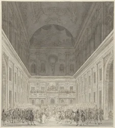 Ballo nella Sala Civica del Municipio di Amsterdam in onore della visita del Principe Guglielmo V e Guglielmina di Prussia, giugno 1768