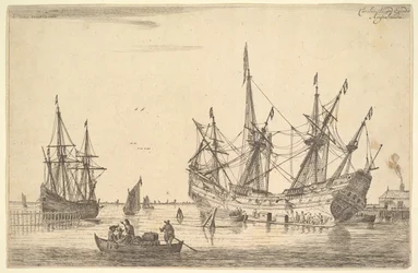 Uomini che calafatano lo scafo di una nave