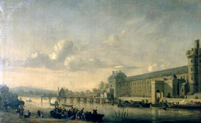 Veduta della Senna con la facciata sud della Galleria del Louvre, Parigi