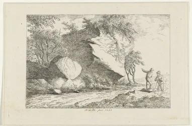 Paesaggio con due figure presso una roccia