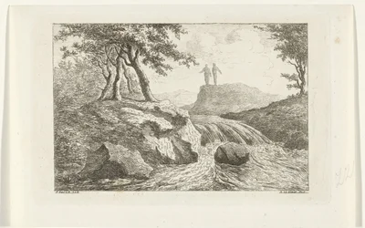 Paesaggio con cascata