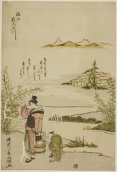 Il fiume gioiello dei trifogli di cespuglio nella provincia di Omi (Omi Hagi no Tamagawa), da una serie senza titolo di Sei fiumi gioiello