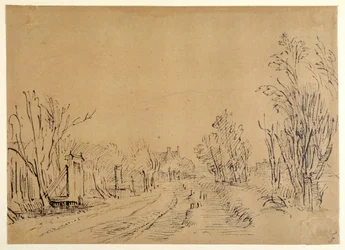 Una strada principale che conduce a una casa attraverso gli alberi