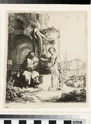 Cristo e la donna di Samaria tra le rovine