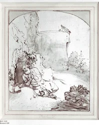 Giona alle mura di Ninive, Mesopotamia (disegno)