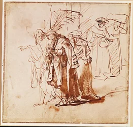 Lot e la sua famiglia. Disegno a penna e inchiostro (disegno)