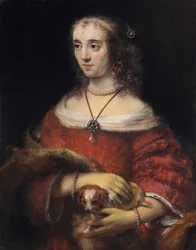 Ritratto di una signora con un cane da grembo