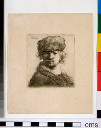 Autoritratto con un pesante cappello di pelliccia