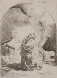 San Girolamo in preghiera: stampa ad arco