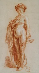 Studio di una donna nuda come Cleopatra
