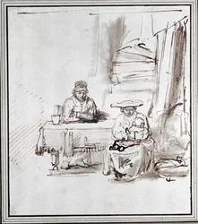 La Sacra Famiglia. Disegno a penna e inchiostro (disegno)