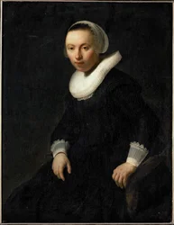 Giovane donna seduta su una sedia (olio su tela)