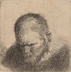 Uomo barbuto che guarda in basso, forse 1631