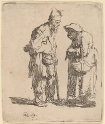 Mendicante e mendicante donna conversano