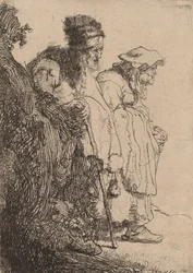 Mendicante uomo e donna dietro una banca, c. 1630