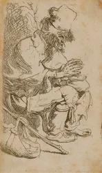 Mendicante che si scalda le mani