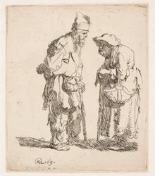 Un mendicante e una mendicante che conversano