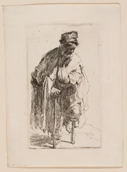 Mendicante con una gamba di legno