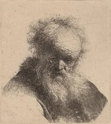 Busto di un vecchio con barba fluente e manica bianca, c. 1630